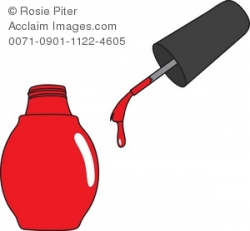 Clip Art Illustration of a Bottle of Red Nail Polish
