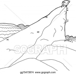 Vector Art - Man pushing boulder up hill. Clipart Drawing gg75473974 ...
