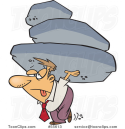 Cartoon Exhausted Business Man Carrying the Burden of a Heavy ...