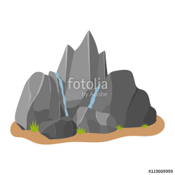 Stones rocks in cartoon style big building mineral pile. Boulder ...