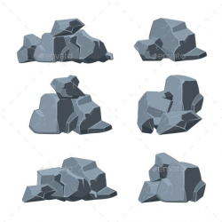 Cartoon stones vector set. Stone rock, boulder stone, nature ...