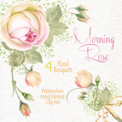 Watercolour Flower Clipart - Morning rose - Flowers Bouquets - DIY ...