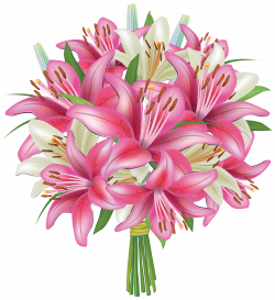 White and Pink Lilies Flowers Bouquet PNG Clipart Image | Gallery ...