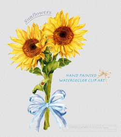 Sunflower Watercolor Clipart, Summer Flower, Vibrant Wedding Bouquet ...