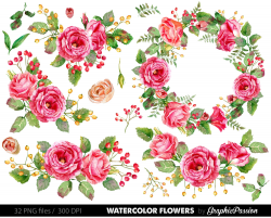 Watercolor Flower Clipart Wedding floral Clip art Floral