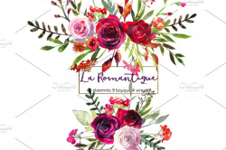 Burgundy Red Pink Flowers Clipart ~ Illustrations ~ Creative Market
