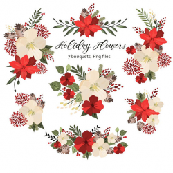 Holiday Flowers Clipart. Floral Clipart. Floral Bouquet. Holidays ...
