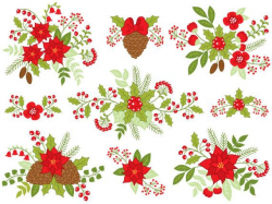Christmas Bouquet Clipart - Digital Vector Bouquet, Berry, Holly ...