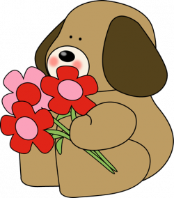Graphic Valentine Clip Art | Valentine's Day Dog with Flowers - cute ...