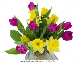 Bouquet Of Tulips And Daffodils Clipart