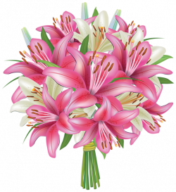 White and Pink Lilies Flowers Bouquet PNG Clipart Image | Flowers ...