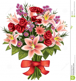 Flower Arrangements Clipart Elegant Bouquet Flowers Drawing Colored ...