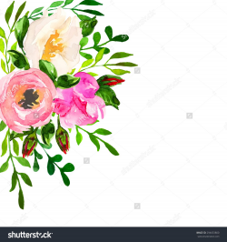 Beautiful floral hand drawn watercolor bouquet, bunch of flowers ...