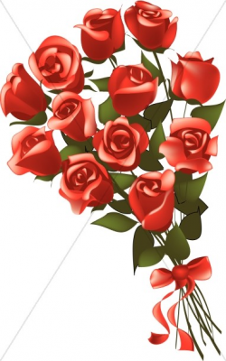 Gift Bouquet of Red Long Stem Roses | Church Bouquet Clipart