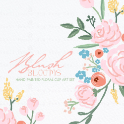 Digital Clipart- Hand-drawn Flower Clipart, Pink Rose Clip art ...