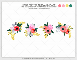 Hand Painted Flower Clip Art Watercolor Flowers Floral Clip