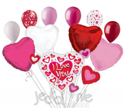 Pink & Red Hearts Cluster I Love You Balloon Bouquet – Jeckaroonie ...