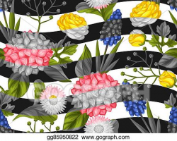 Vector Illustration - Seamless pattern with garden flowers ...