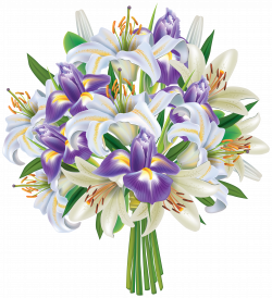 Purple Iris Flowers and Lilies Bouquet PNG Clipart Image | Gallery ...