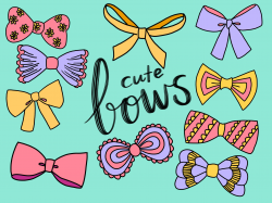 CUTE BOW CLIPART clip art cute doodles vector clipart