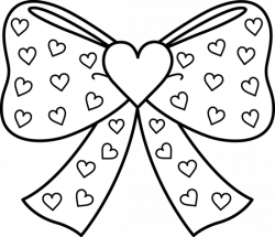 Bow with Hearts Coloring Page - Free Clip Art
