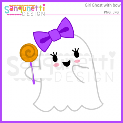 Sanqunetti Design: Girl Ghost with bow clipart