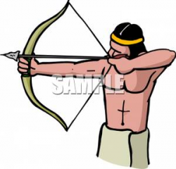 A Native American Man Aiming a Bow and Arrow - Royalty Free Clipart ...