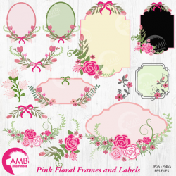 Floral Frames and Tags Clipart Shabby Chic Wedding Frames