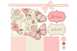 Shabby Chic Butterfly Scrapbook set ~ Illustrations ~ Creative Market