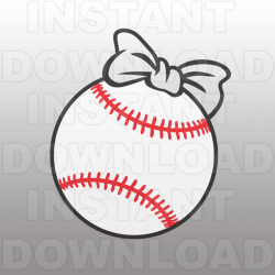 Softball with Bow SVG File Cutting Template-Clip Art for