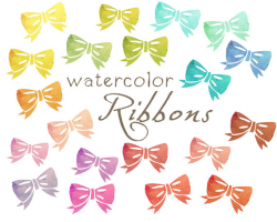 Digital Ribbons Clipart Watercolor Bows Paper Ribbons