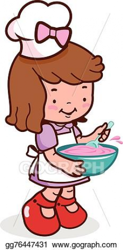 EPS Vector - Little girl chef cooking. Stock Clipart Illustration ...