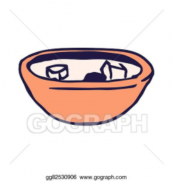 Vector Illustration - Crockery bowl of ice or food or dip. Stock ...