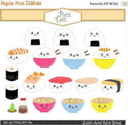 ON SALE Kawaii Japanese Rice Bowl Clipart Clip Art cute