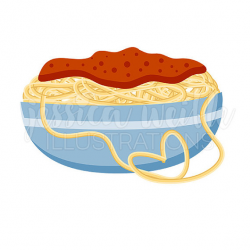 Heartfelt Spaghetti Cute Digital Clipart, Romantic Pasta Clip art ...