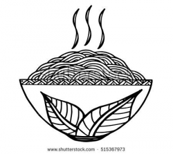 Doodle Noodle at bowl vector illustration. hand drawing ...