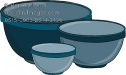 Clip Art Illustration of a Set of Mixing Bowls