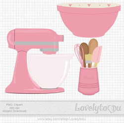 Kitchen Baking clip art set mixer utensils and bowl by Lovelytocu ...