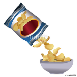 Potato chips bag and bowl icon vector illustration graphic design ...