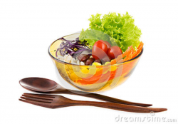 Clip Art Salad In A Bowl With Fork And Spoon Next To Bowl Clipart