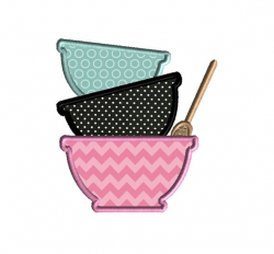 Mixing Bowls Applique Machine Embroidery Design-INSTANT