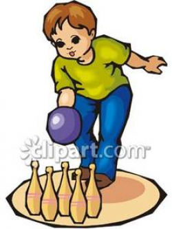 Little Boy Bowling - Royalty Free Clipart Picture