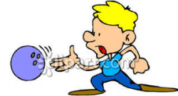 Cartoon Boy Bowling - Royalty Free Clipart Picture