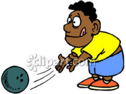 African American Boy Bowling - Royalty Free Clipart Picture