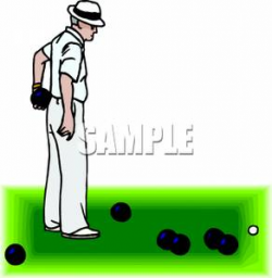 Elderly Man Lawn Bowling - Royalty Free Clipart Picture