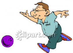 Cartoon Man Throwing Bowling Ball - Royalty Free Clipart Picture