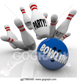 Clipart - Bowling party ball strikes pins fun event ...