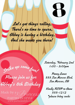 Bowling Birthday Party Printable Invitation - DIY | Books Worth ...