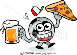 Clip Art Vector - Soccer ball serving beer and pizza. Stock EPS ...