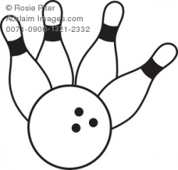 Clip Art Illustration Of A Bowling Ball Crashing Into Pins